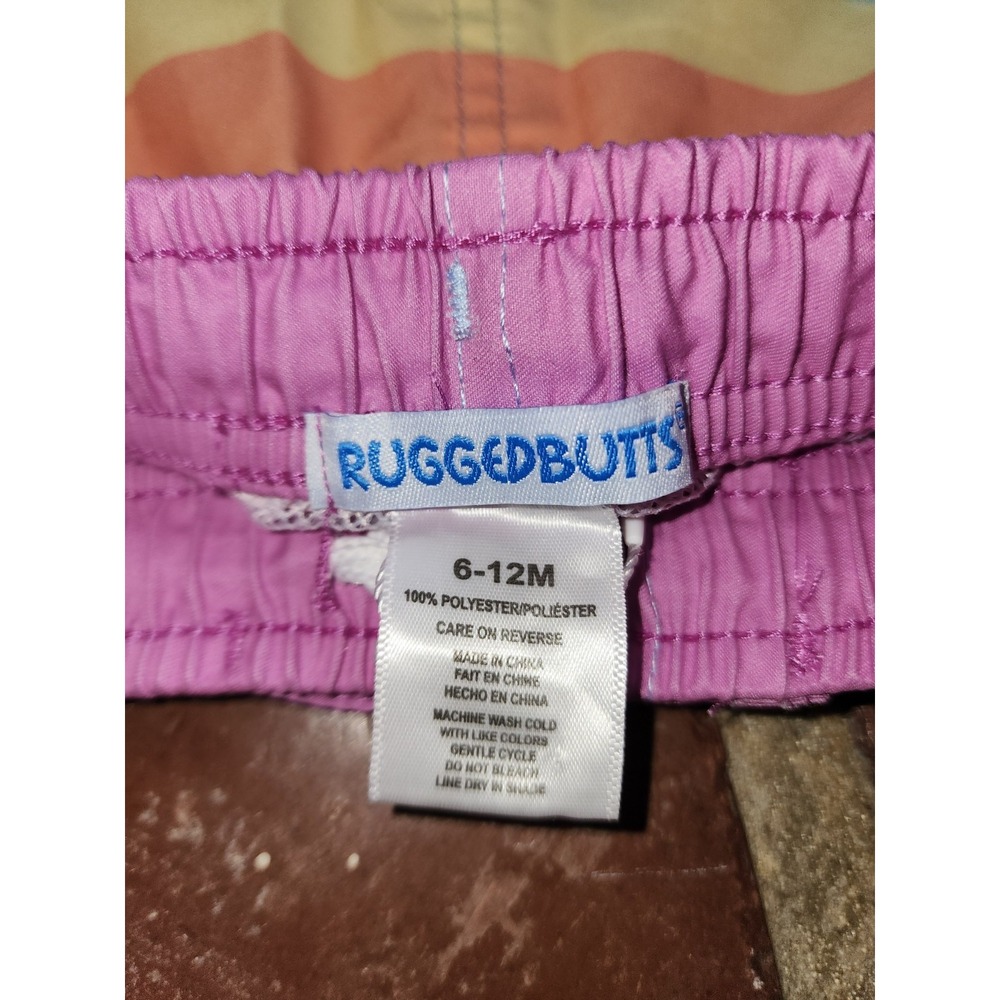 Ruggedbutts Rainbow Multi-Stripe Swim Trunks Swim Shorts Size 6-12 months - Picture 5 of 5